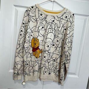 Disney Winnie the Pooh All Over Print Cream Sweatshirt, Women's Size XL